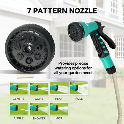 Retractable Hose Reel Wall Mounted, 30+2m Garden Hose Pipe Reel with Lock, Auto Rewind, 7 in 1 Spray Nozzle
