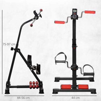 Portable Exercise Bike for Home Pedal Exerciser Height-adjustable 56L x 44- 56W x 75- 97H cm Black and Red