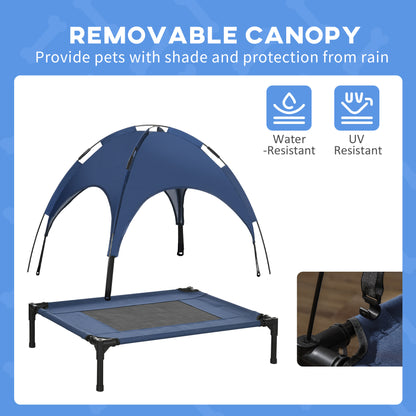 Outdoor Dog Bed with Removable Canopy, Portable Raised Dog Bed for Camping, Garden & Beach