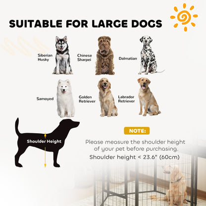 Six-Panel Dog Playpen with Door, for Large Dogs, Indoors, Outdoors, 100cm Tall, Black