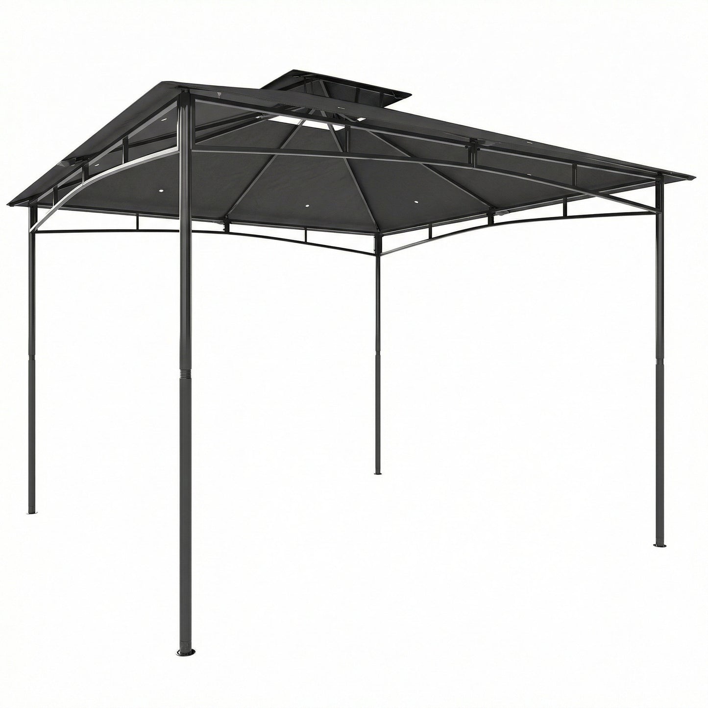 3 x 3 m Gazebo, Garden Gazebo with 2-Tier Roof, Metal Frame, Dark Grey