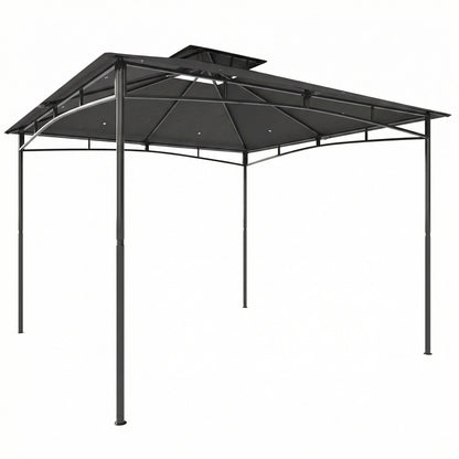 3 x 3 m Gazebo, Garden Gazebo with 2-Tier Roof, Metal Frame, Dark Grey