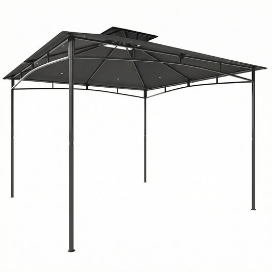 3 x 3 m Gazebo, Garden Gazebo with 2-Tier Roof, Metal Frame, Dark Grey
