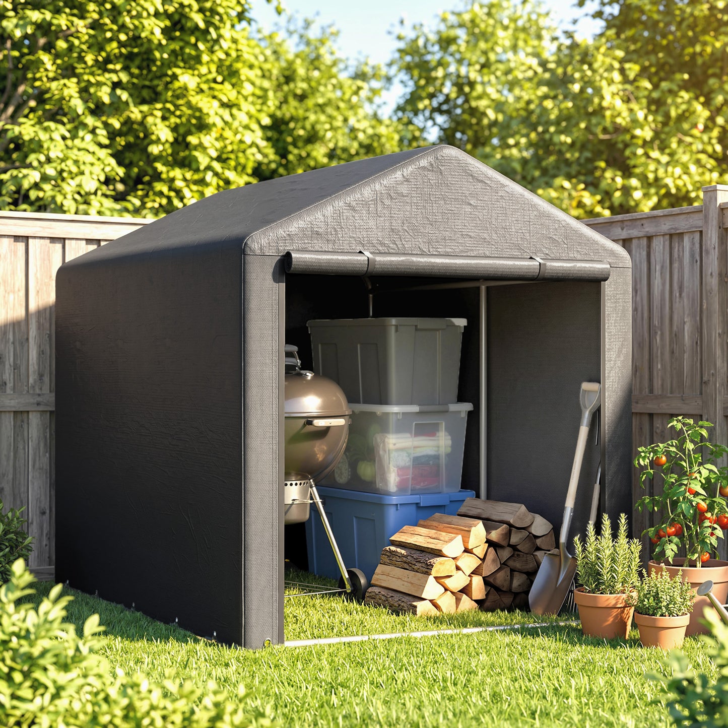 2.2 x 1.6 m Outdoor Storage Tent, with Accessories - Dark Grey