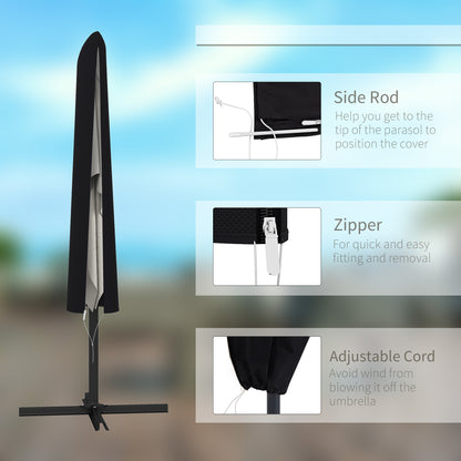 Garden Parasol Cover, Outdoor Patio Umbrella Protector Weatherproof Garden Patio with Rod, Zipper for 2-4.6m Parasol