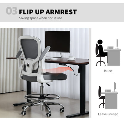 Draughtsman Chair, with Adjustable Lumbar - Charcoal Grey