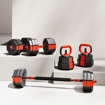 6-in-1 Adjustable Weight Dumbbells Set, Used as Kettlebell, Barbell, Dumbbell, Push-Up Stand