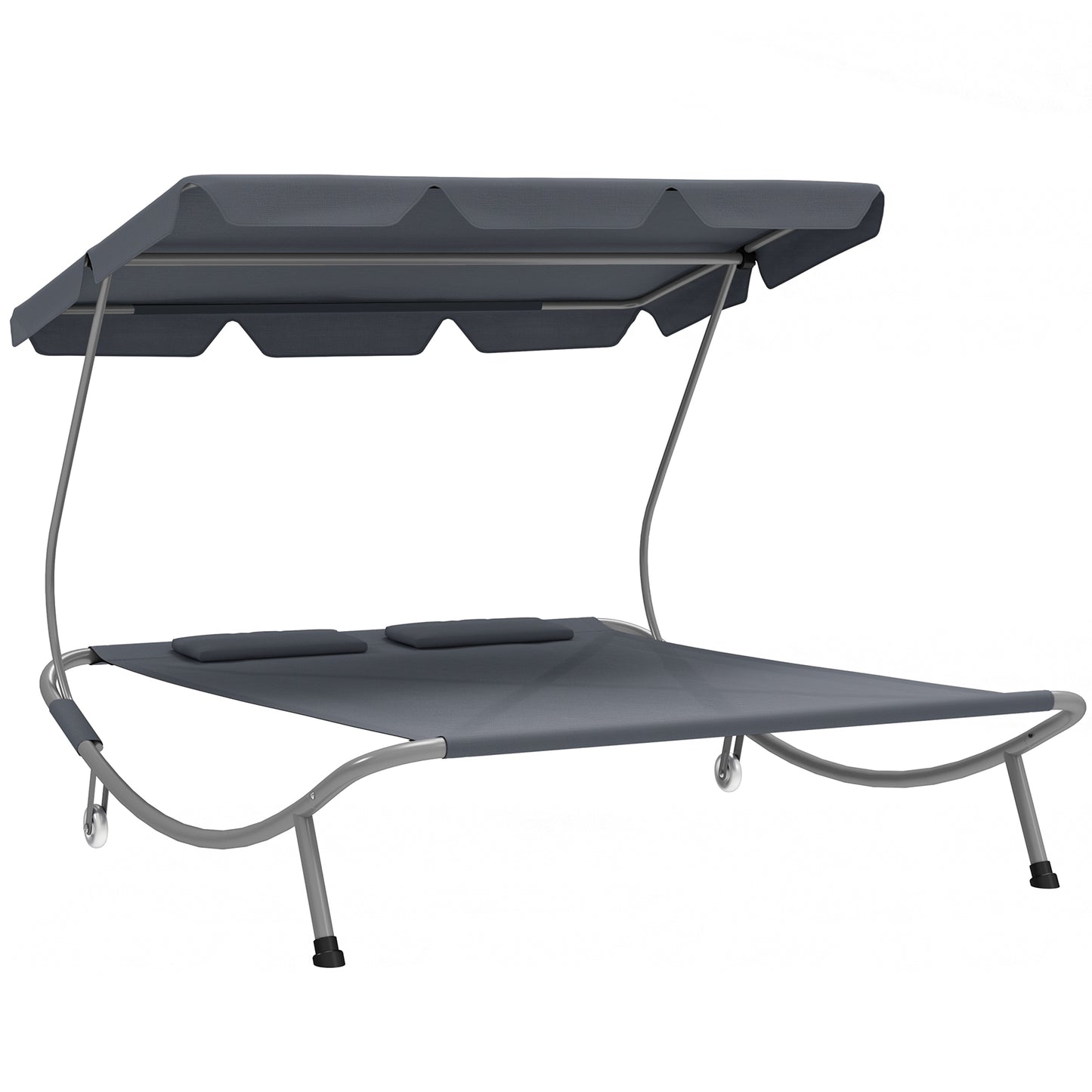 Double Outdoor Bed, with Canopy - Light Grey
