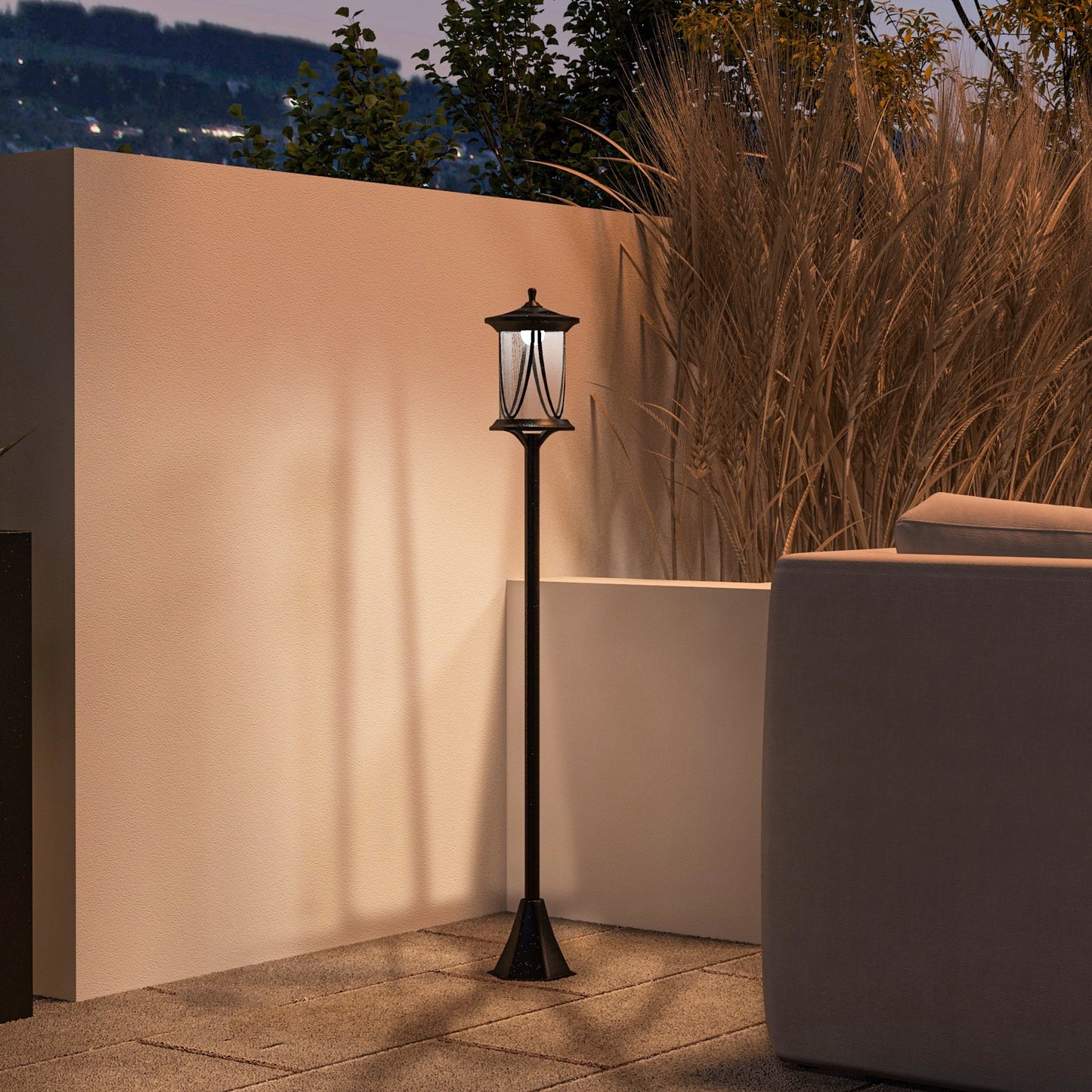 Solar Lamp Post Light, 1.3 M LED Outdoor Street Light, Waterproof IP44 for Patio, Garden, Pathway, Cool White