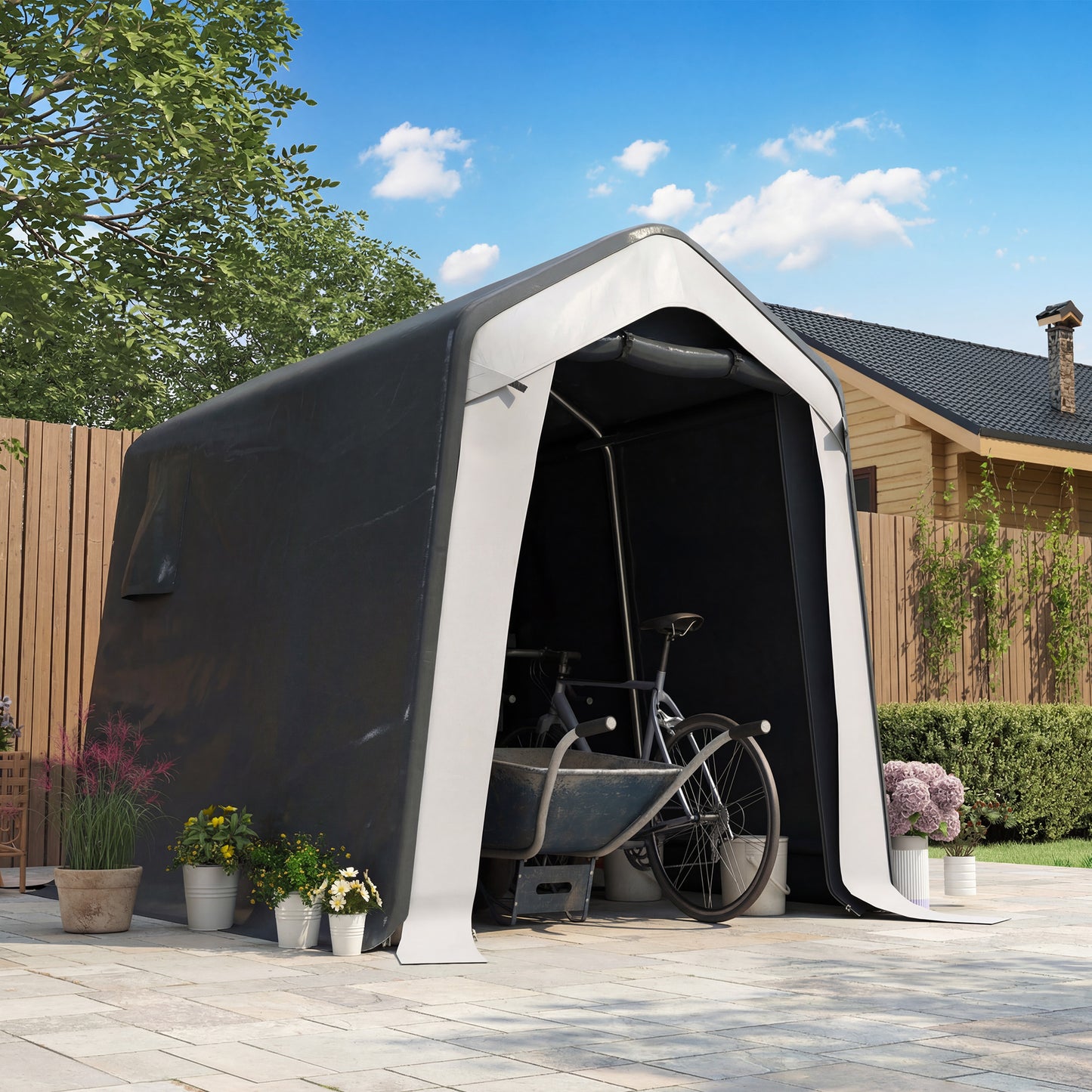 1.8 x 2.4m Garden Storage Shed Tent, Waterproof Portable Shed Shelter for Motorbike, Garden Tools, Bike Storage
