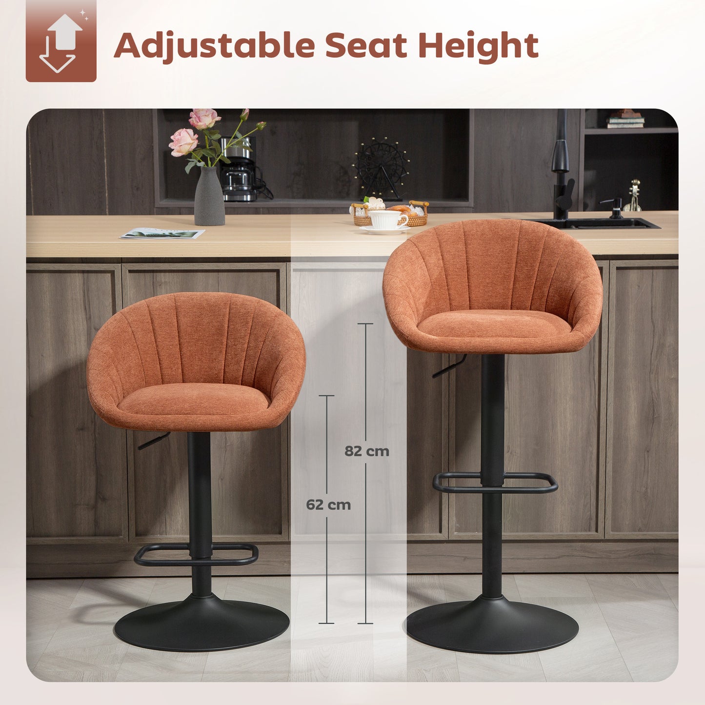 Set of Two Relaxed Tub Bar Stools - Orange