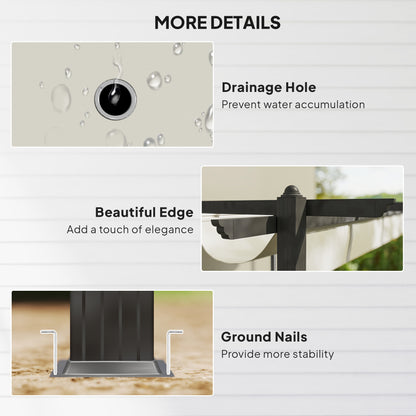 4 x 3(m) Aluminium Pergola with Retractable Roof, Garden Gazebo Canopy Shelter for Outdoor, Patio, Cream White