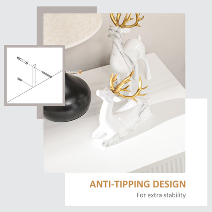 Elegant Chest of Three Drawers - White/Gold-Tone