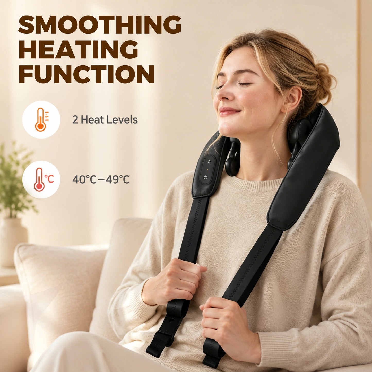 Cordless Neck Massager with Heat, Deep Tissue 4D Shiatsu Neck and Shoulder Massager for Car Home, Gifts for Men Women