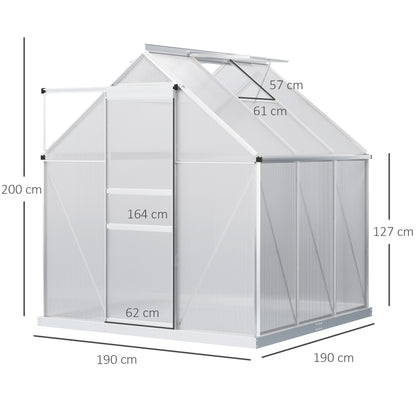 190 x 190cm Walk-In Polycarbonate Greenhouse