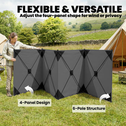 Camping Windbreak Pop Up Windbreaker Blocker with Ropes Pegs for Beach Caravan Outdoor 480 x 120 cm