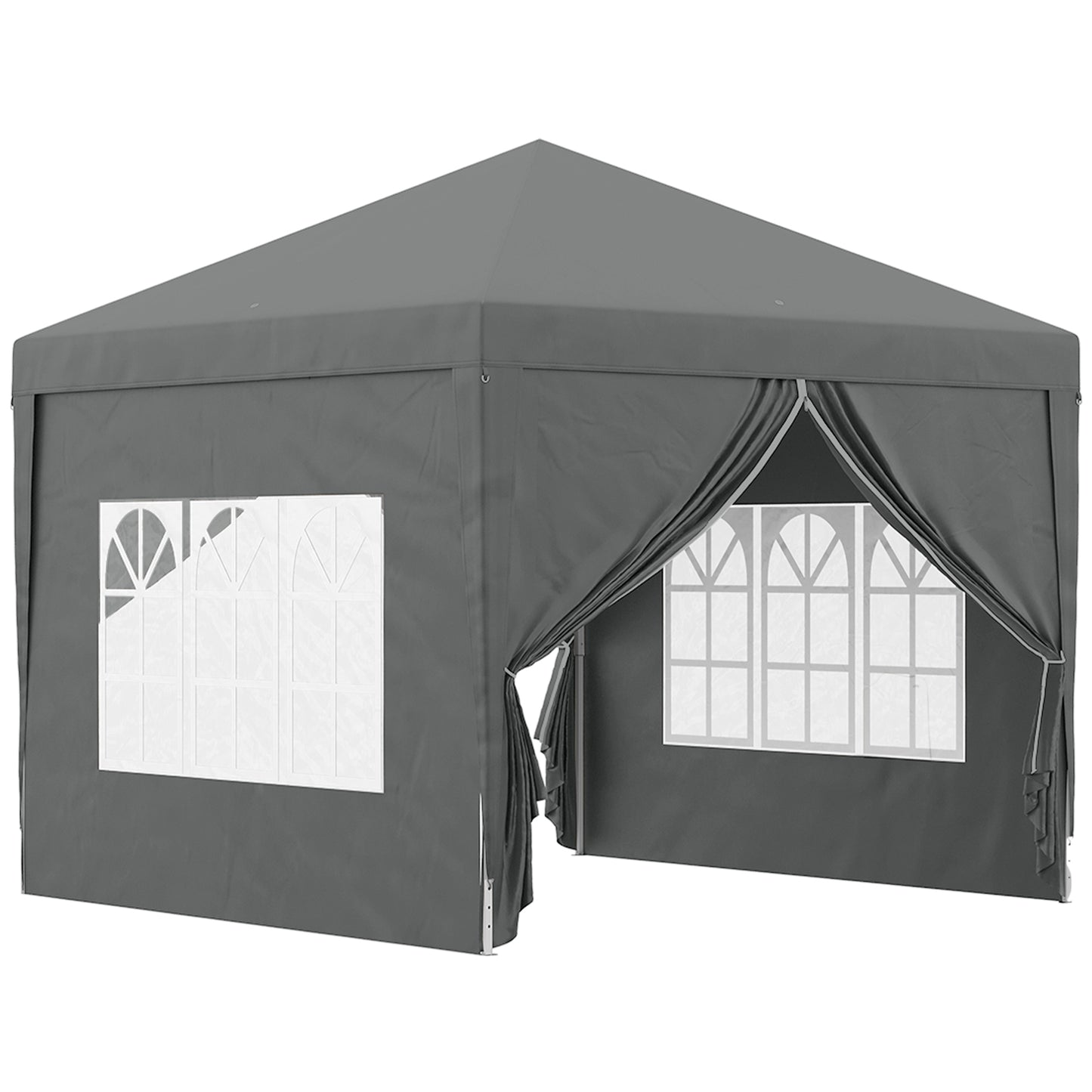 3x3(m) Pop-Up Gazebo, with Curtain Walls and Windows, Grey