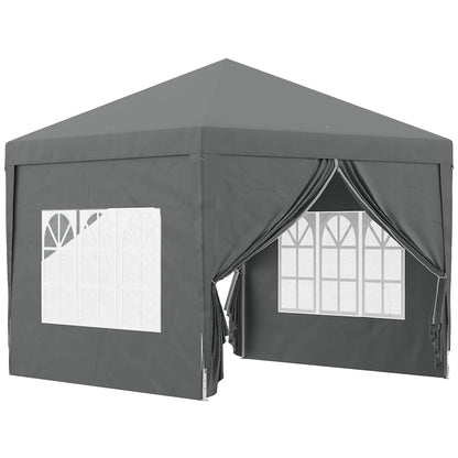 3x3(m) Pop-Up Gazebo, with Curtain Walls and Windows, Grey