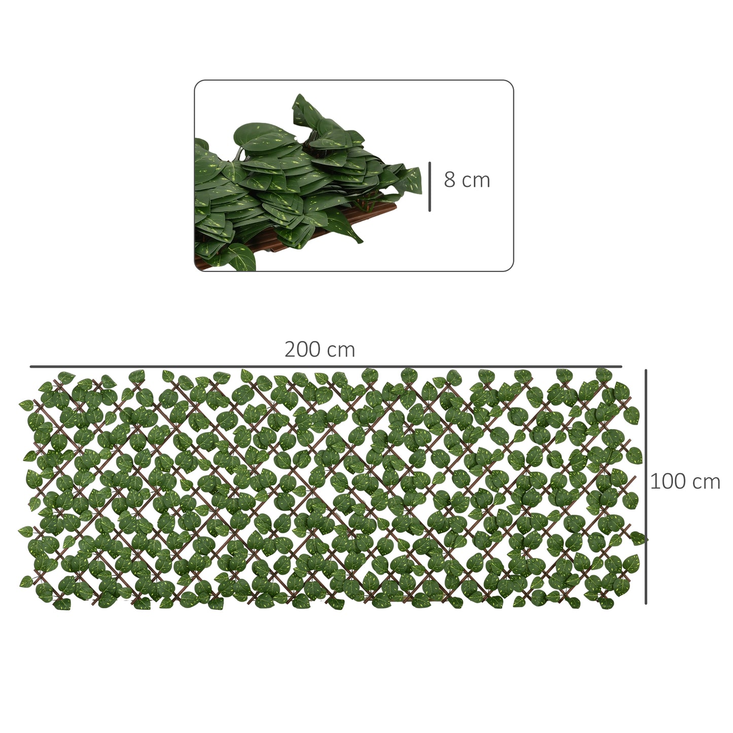 Set of 2 Expandable Artificial Trellis Hedges – Realistic Leaf Privacy Screen, 2 x 1 m
