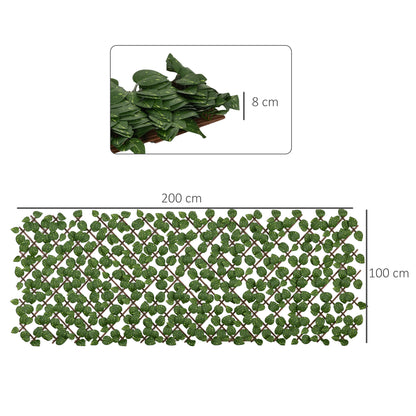 Set of 2 Expandable Artificial Trellis Hedges – Realistic Leaf Privacy Screen, 2 x 1 m
