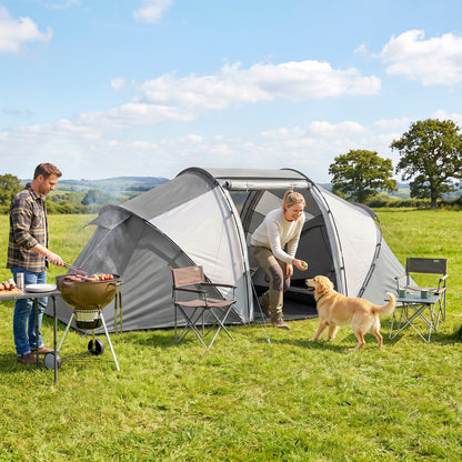 4 Man UV Protection Camping Tent - Charcoal Grey and White