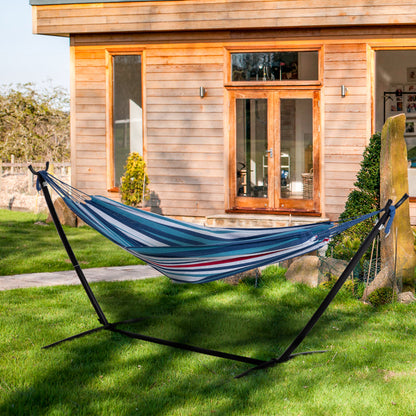 298 x 117cm Hammock with Stand Camping Hammock with Portable Carrying Bag, Adjustable Height, 120kg Load Capacity