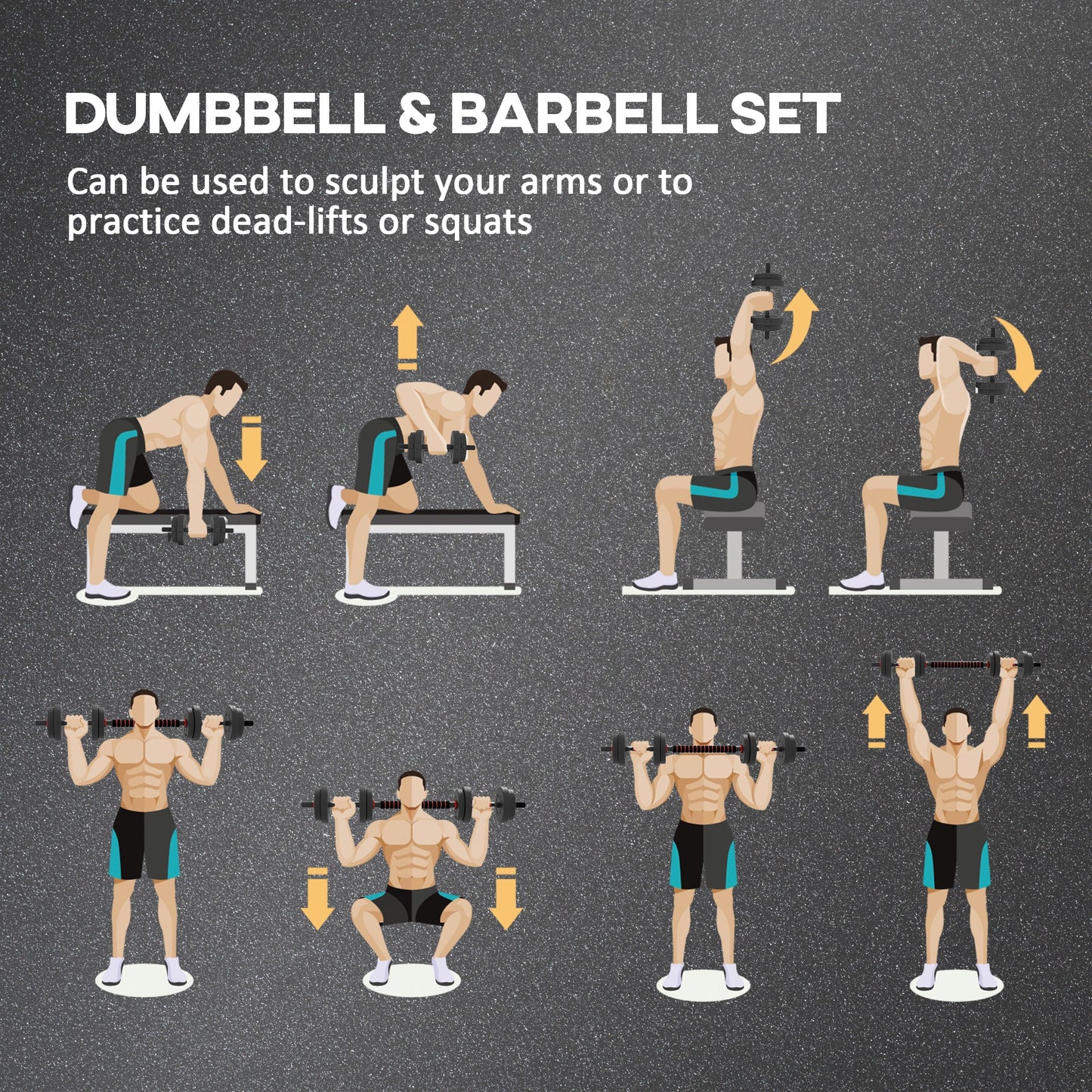 15kg 2 in 1 Adjustable Dumbbells Weight Set, Dumbbell Hand Weight Barbell for Weight Training, Black