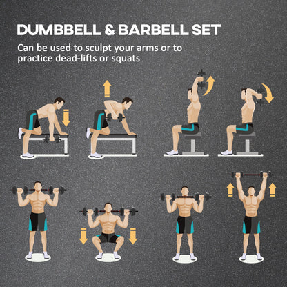 15kg 2 in 1 Adjustable Dumbbells Weight Set, Dumbbell Hand Weight Barbell for Weight Training, Black