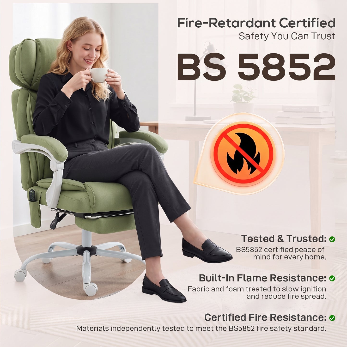 High Back Vibration Massage Office Chair Heated Reclining Computer Chair w/ Adjustable Height, Swivel Wheels, Lime Green