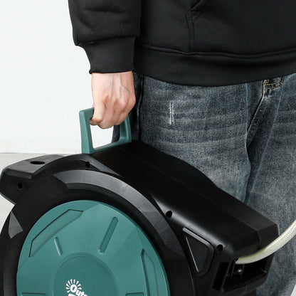 Retractable Hose Reel Wall Mounted, 30+2m Garden Hose Pipe Reel with Lock, Auto Rewind, 7 in 1 Spray Nozzle