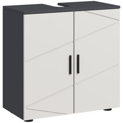 Under Sink Bathroom Cabinet, Bathroom Vanity Unit, Basin Storage Cupboard with Double Doors and Shelf