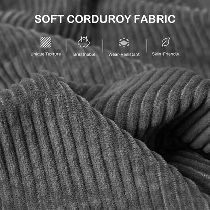 3 Seater Sofa, 212cm Corduroy Couch with Spring Cushion, Wide and Deep Seat, Plush Backrest, 2 Pillows