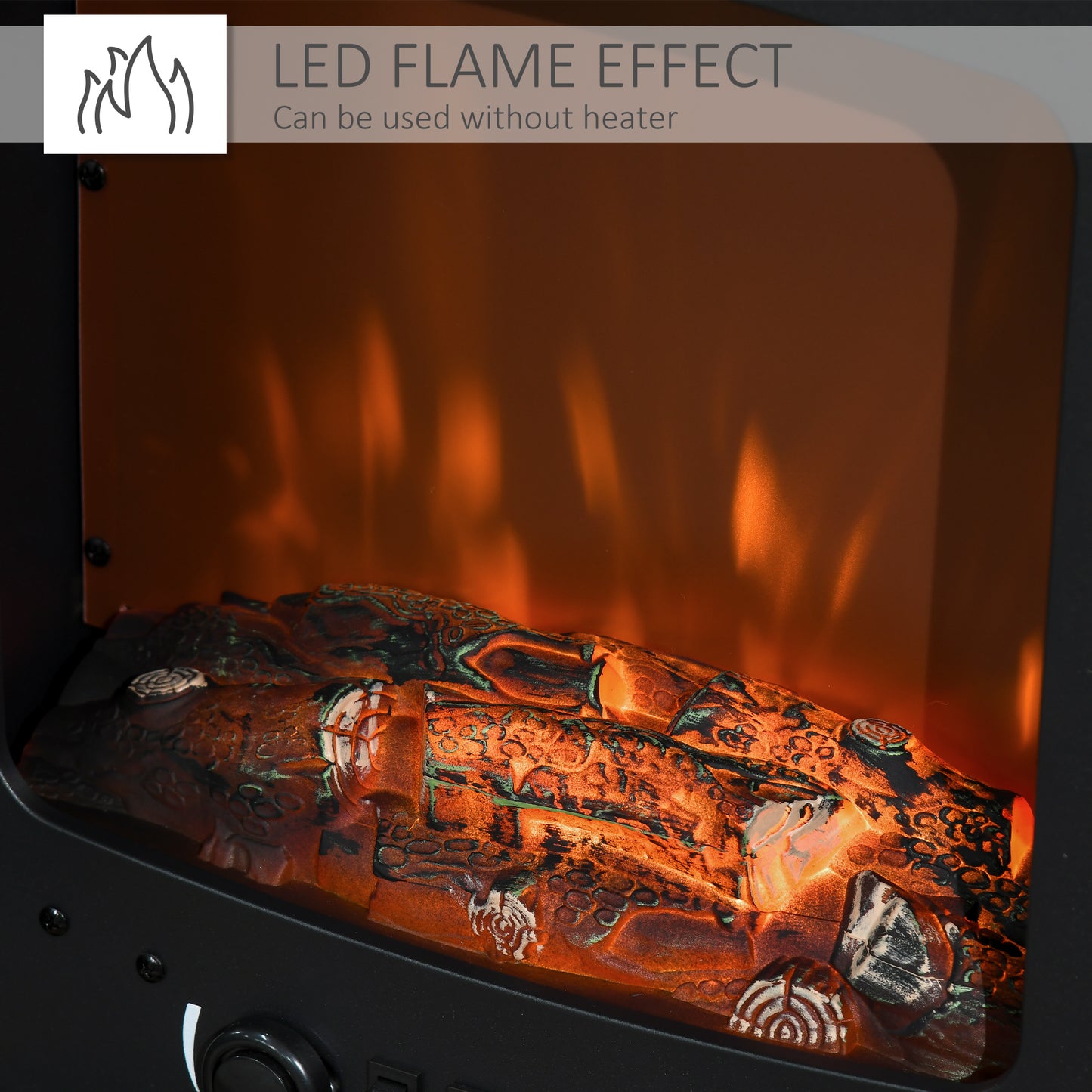 Electric Fireplace Stove, Free standing Fireplace Heater with Realistic LED Flame Effect and Adjustable Brightness