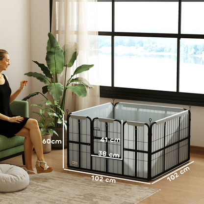 Steel Dog Whelping Box with Washable Whelping Pad, Wind-Resistant Cloth, for Small, Medium Dogs, 102 x 102 x 60cm