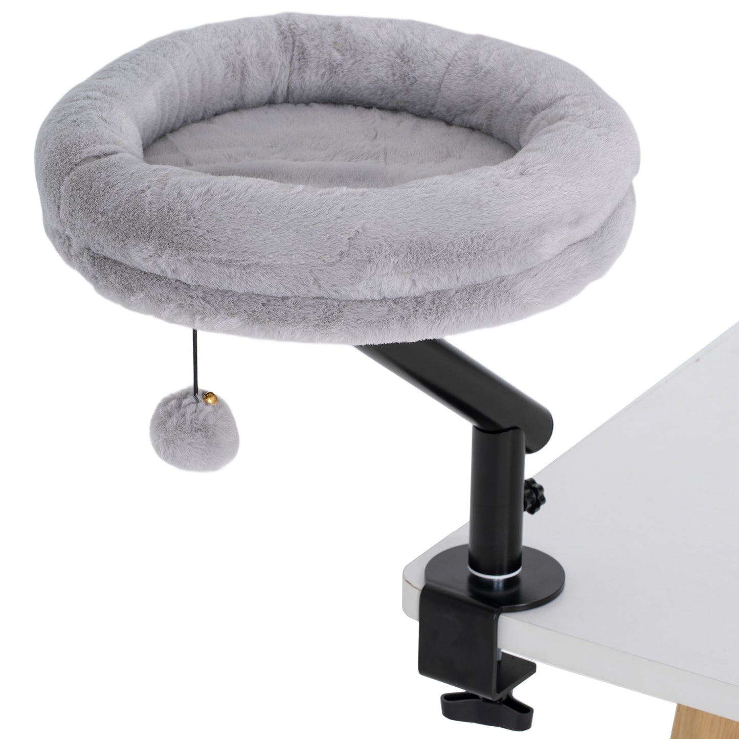Cat Desk Bed, Cat Hammock 360° Rotatable Adjustable for Window, Table, Work, Grey