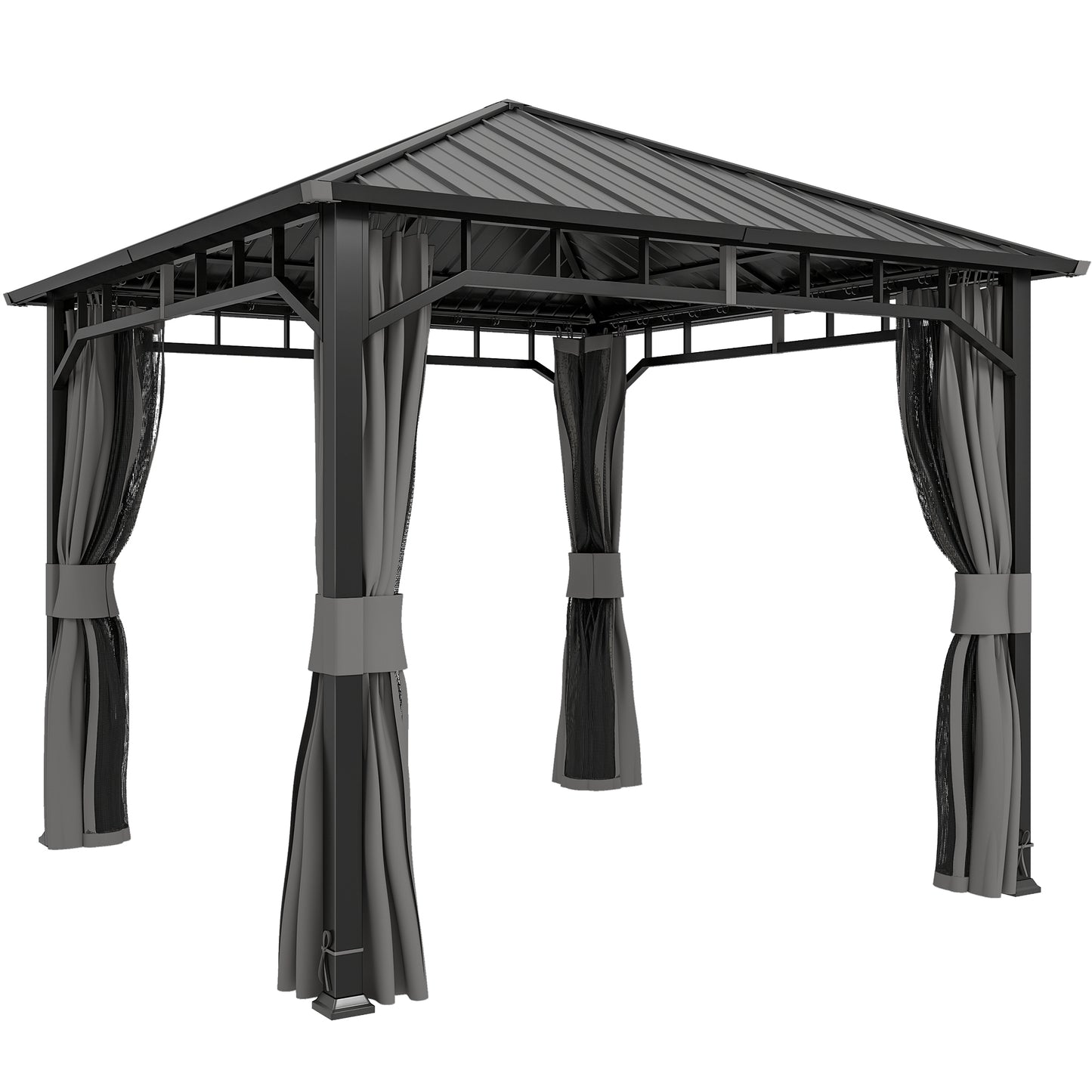 3 x 3(m) Hardtop Gazebo with Galvanised Steel Roof, Waterproof Permanent Pavilion Garden Gazebo