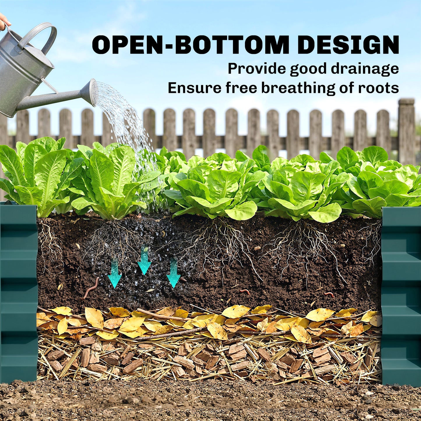 Set of Two 100 x 60cm Steel Planter Boxes -Green