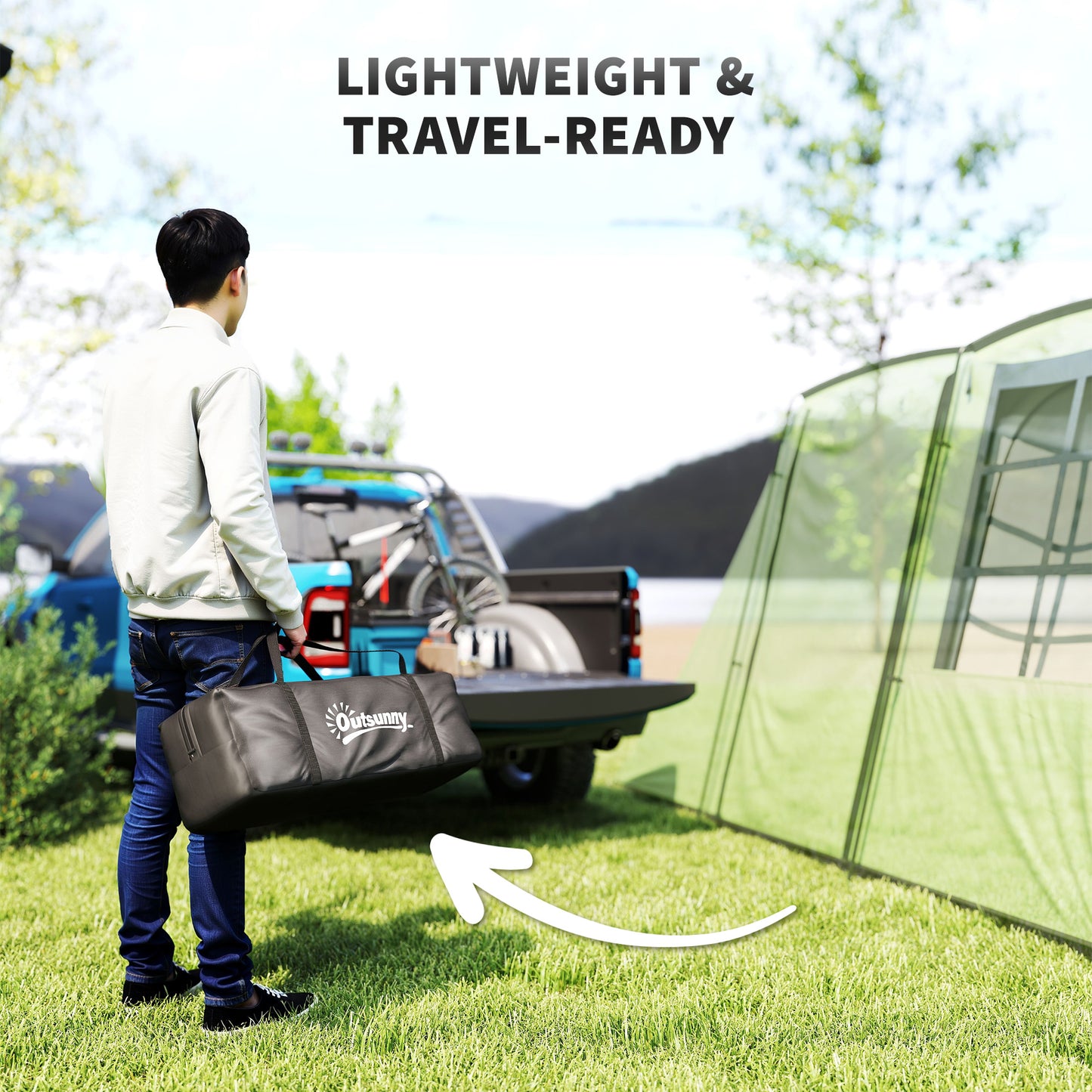 4 Man Tunnel Tent, Family Camping Tent with Porch, Bedroom and Living Area, Sewn in Groundsheet, 3000mm Waterproof