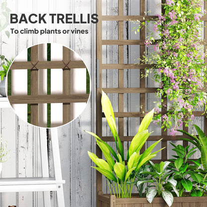Wooden Trellis Planter, Raised Garden Bed with Wheels, to Climb and Grow Vegetables, Herbs and Flowers, Brown