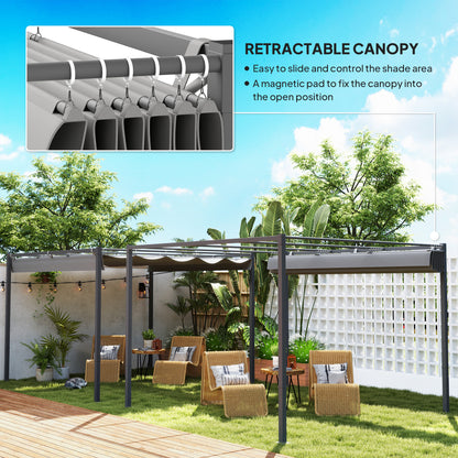 3 x 3m Retractable Roof Metal Pergola - Grey