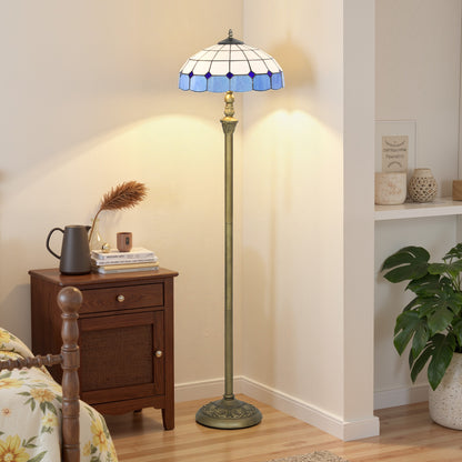 Tiffany-Style Floor Lamp with Handcrafted Stained Glass Shade