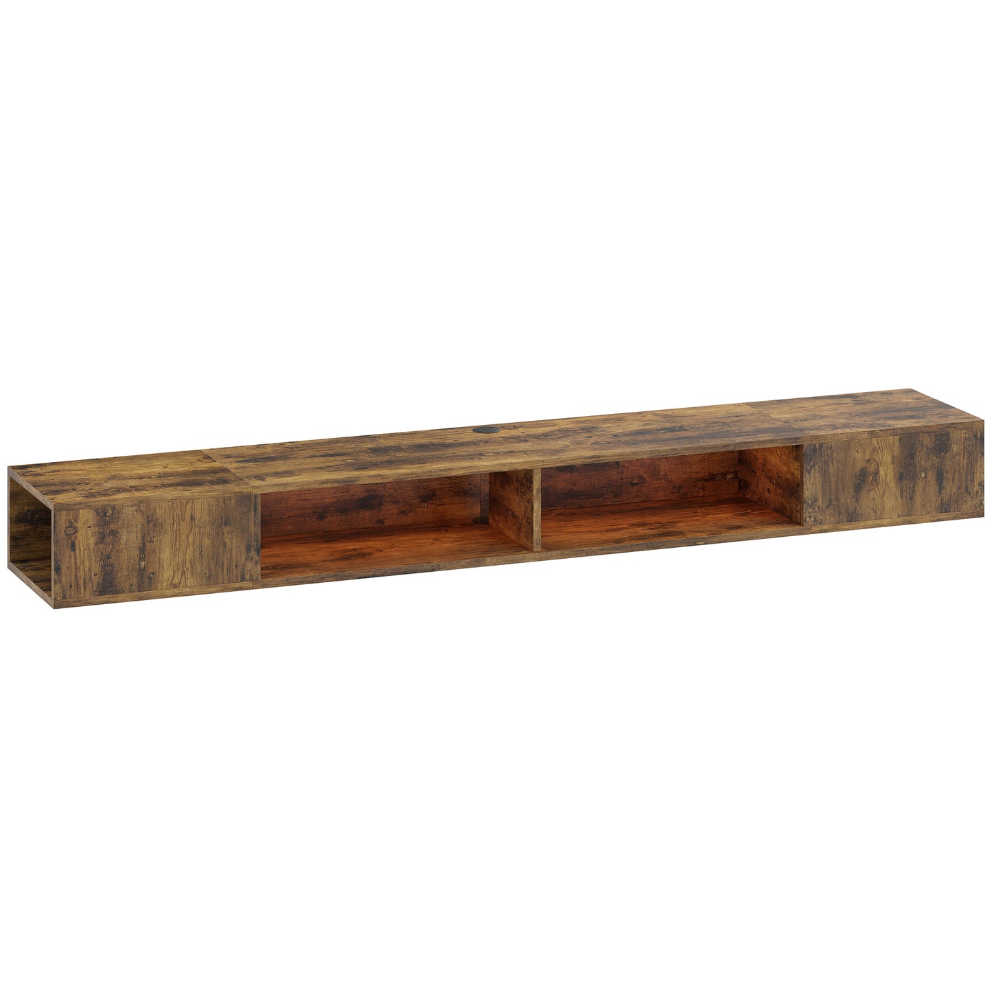 Wall Mounted TV Stand with RGB LED Lights, Floating Entertainment Centre for 75 Inch TV, Rustic Brown