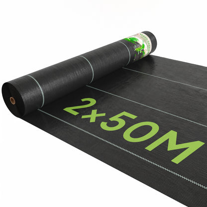 2m x 50m Weed Control Membrane, Heavy Duty Weed Control Barrier Fabric, 100gsm Ground Cover for Patios, Garden