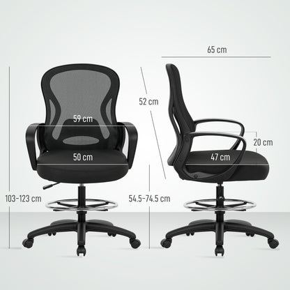 Drafting Chair with Adjustable Footrest, Ergonomic Mesh Office Chair with Lumbar Support