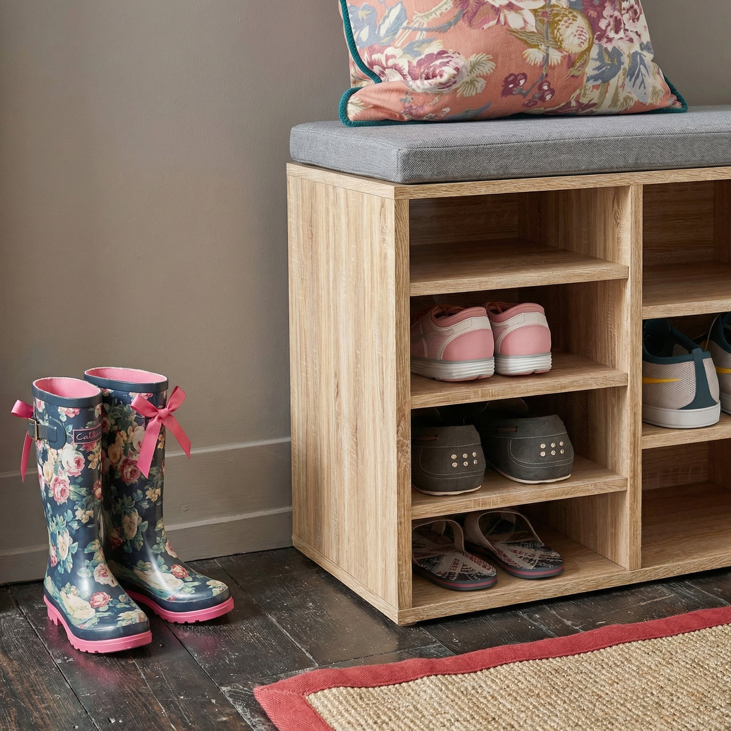 Multi-Storage Shoe Rack w/ 14 Compartments Cushion Moving Shelves Solid Frame Foot Pads Home Office Tidy Organisation Boots T