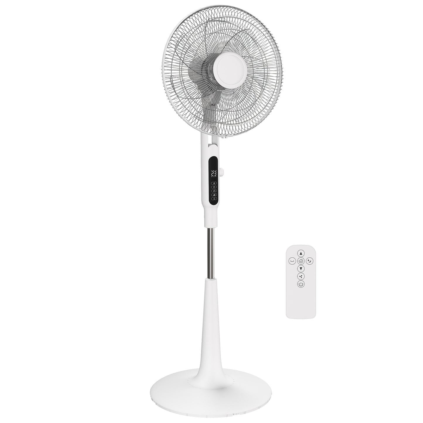 Three Mode Pedestal Fan, with Insect Repellant Box and LED Panel - White