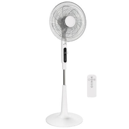 Three Mode Pedestal Fan, with Insect Repellant Box and LED Panel - White