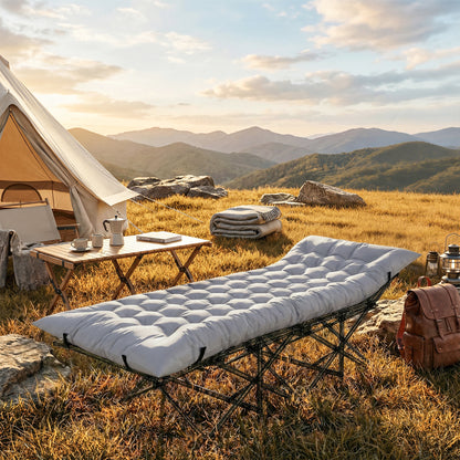 Sleeping Mat, Foldable Camping Mattress Pad with Elastic Straps, Light Grey