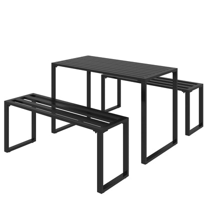3-Piece Outdoor Picnic Table & Bench Set – Black
