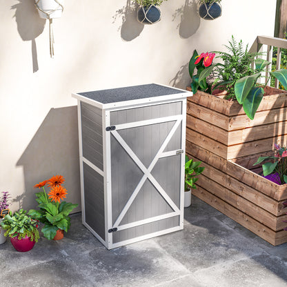 Wooden Small Shed, 75L x 56W x115H cm Garden Storage Shed with Shelves and Bolt Latch, Grey